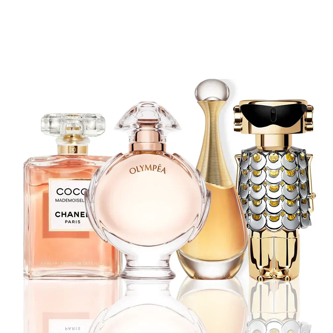 Set de 4 perfumes – Coco Chanel + Olympea + J'Adore + Fame 100 ml