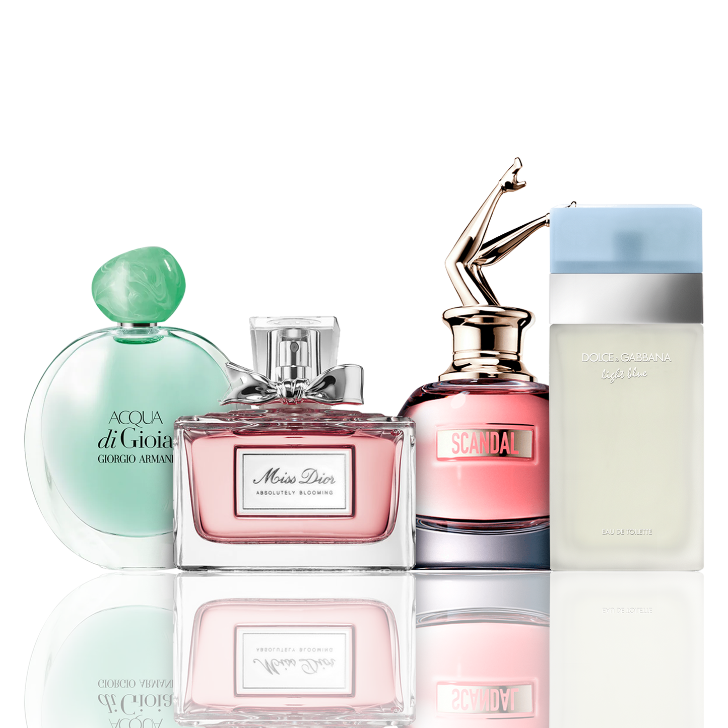 Set de 4 perfumes | Acqua di Gioia, Light Blue, Scandal, Miss Dior 100 ml
