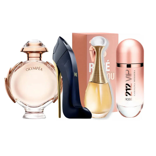 Set de 4 perfumes | Good Girl, Olympea, Jadore, 212 Vip Rosé