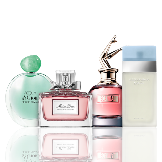 Set de 4 perfumes | Acqua di Gioia, Light Blue, Scandal, Miss Dior 100 ml