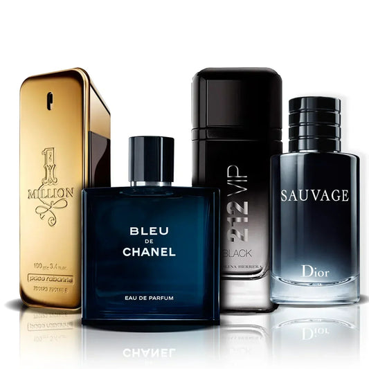Set de 4 perfumes | One Million, Bleu de Chanel, 212 VIP Black i Sauvage (100 ml)